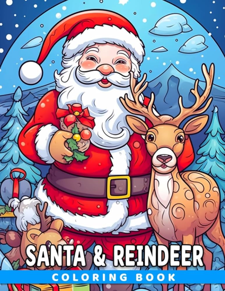 Santa reindeer loring book high