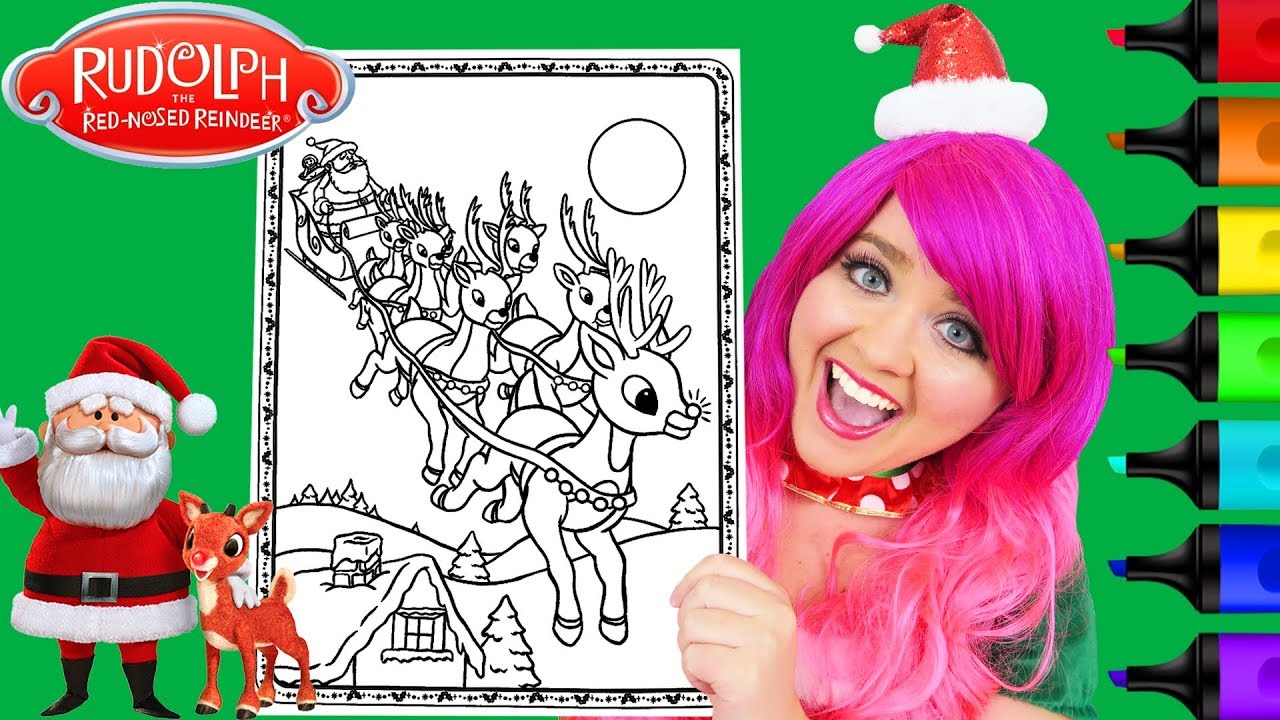 Coloring santa rudolph red nosed reindeer coloring page prisacolor arkers kii the clown