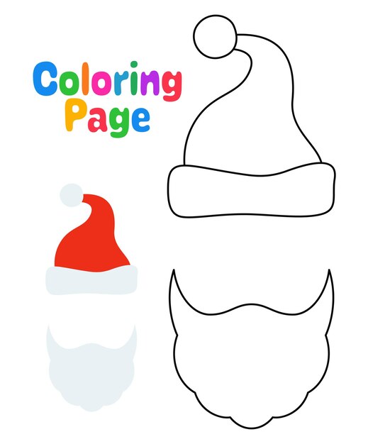 Premium vector coloring page with beard with christmas hat for kids