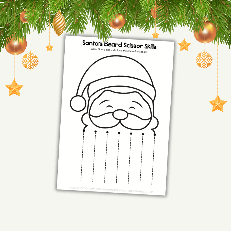 Santas beard scissor skills worksheet â gogu education