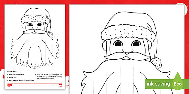 Fine motor skills activities worksheets curly beard santa