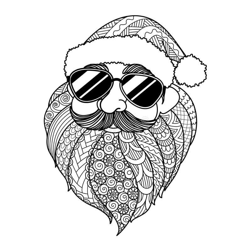 Santa claus wearing sunglass christmas in july concept vector illustration for coloring page engraving laser cut or print on p stock vector