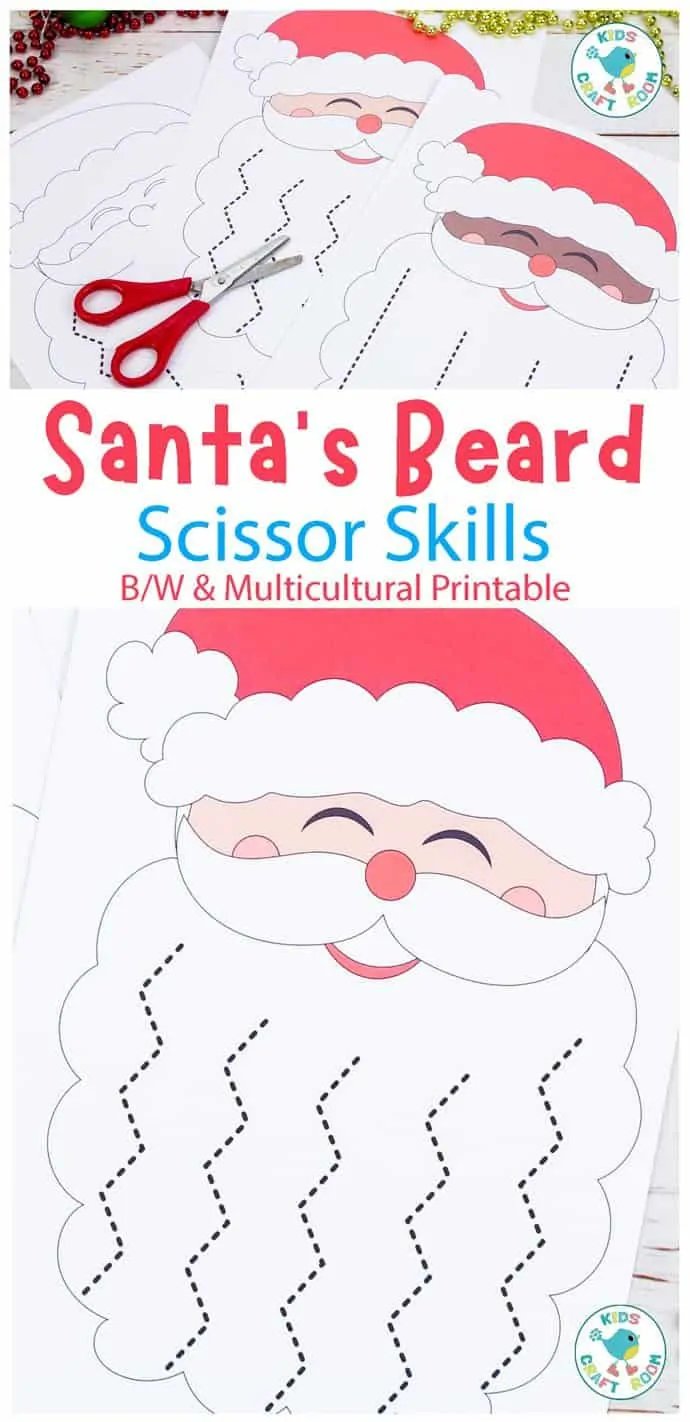 Santas beard christmas scissor skills activity