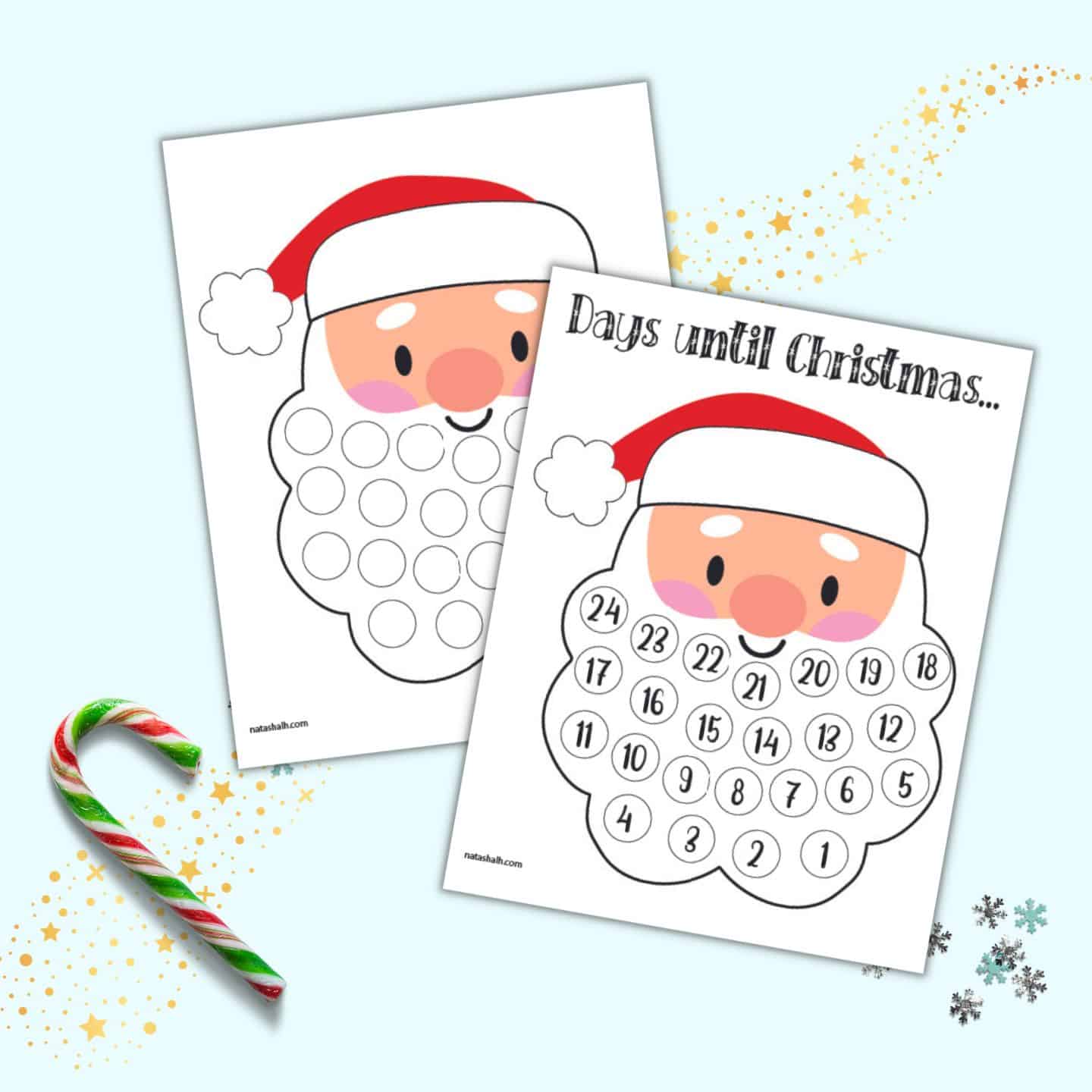 Free santas beard christmas countdown calendar printable