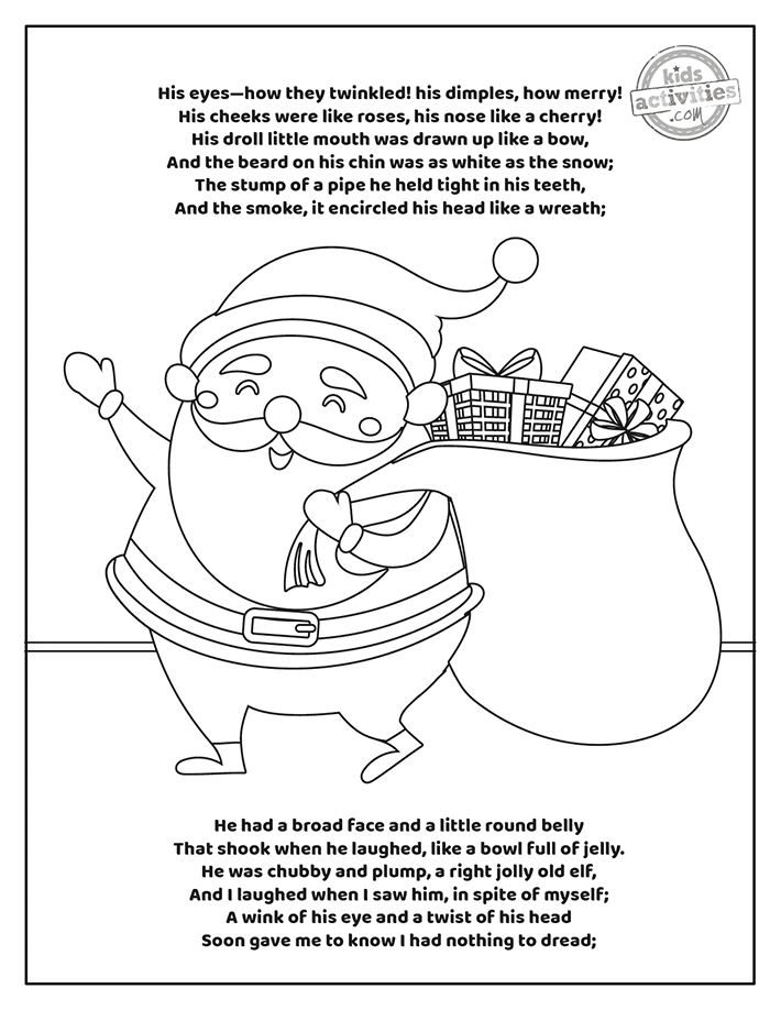 Free christmas coloring book twas the night before christmas kids activities blog