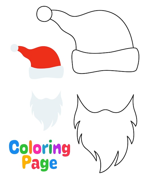 Premium vector coloring page with beard with christmas hat for kids