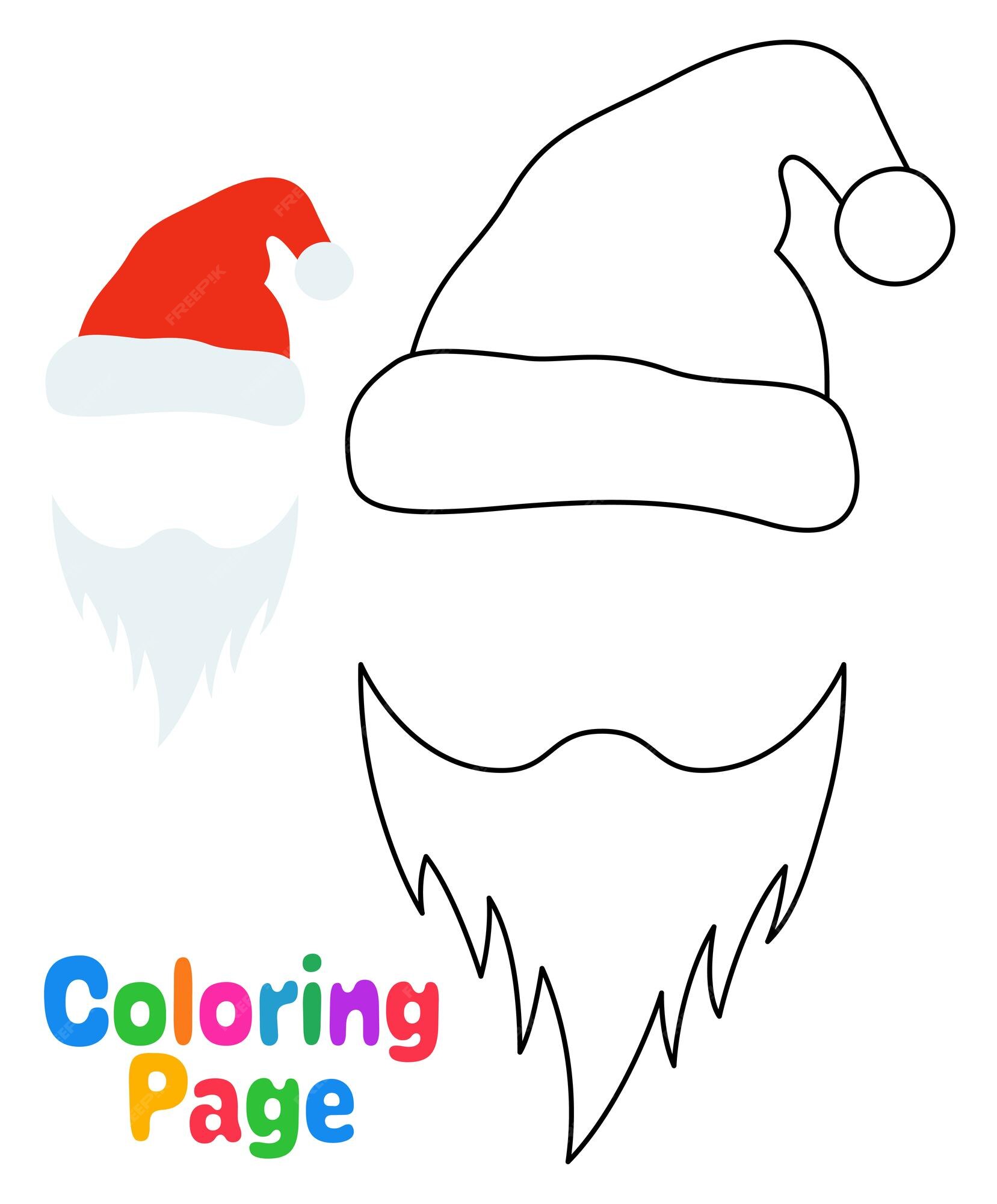 Premium vector coloring page with beard with christmas hat for kids