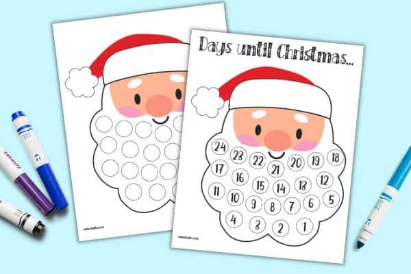 Free santas beard christmas countdown calendar printable