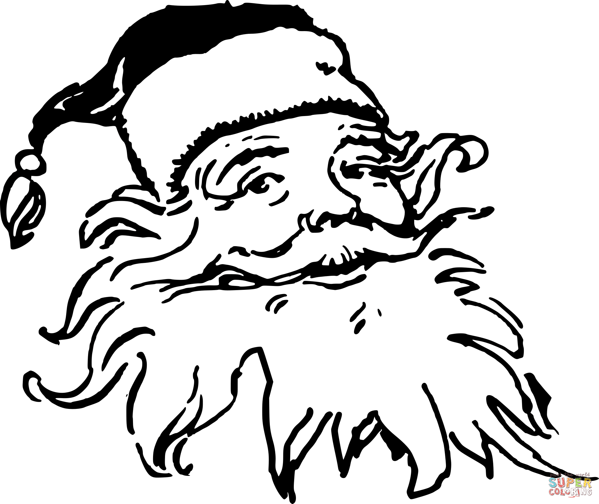 Santa wild beard coloring page free printable coloring pages