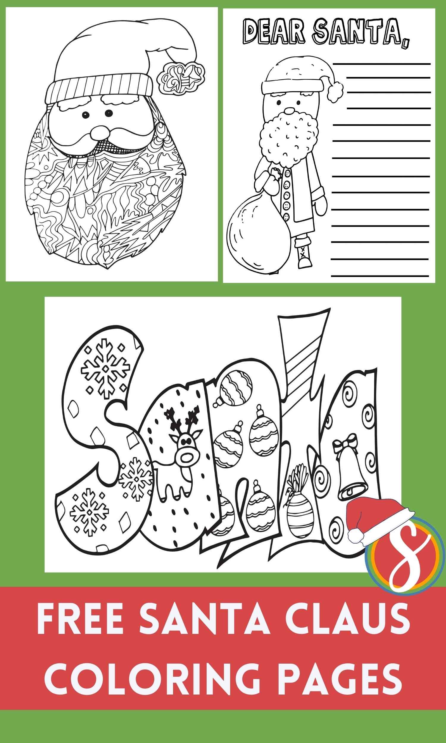 Free santa claus coloring pages â stevie doodles