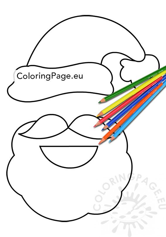 Santa hat with beard template coloring page