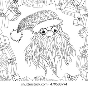 Santa claus zentangle style beard glasses stock vector royalty free