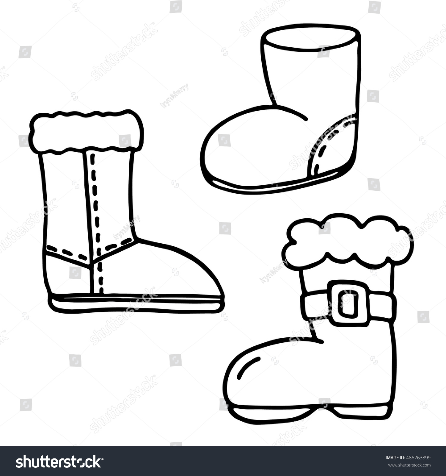 Santa boot icons set stock vector royalty free