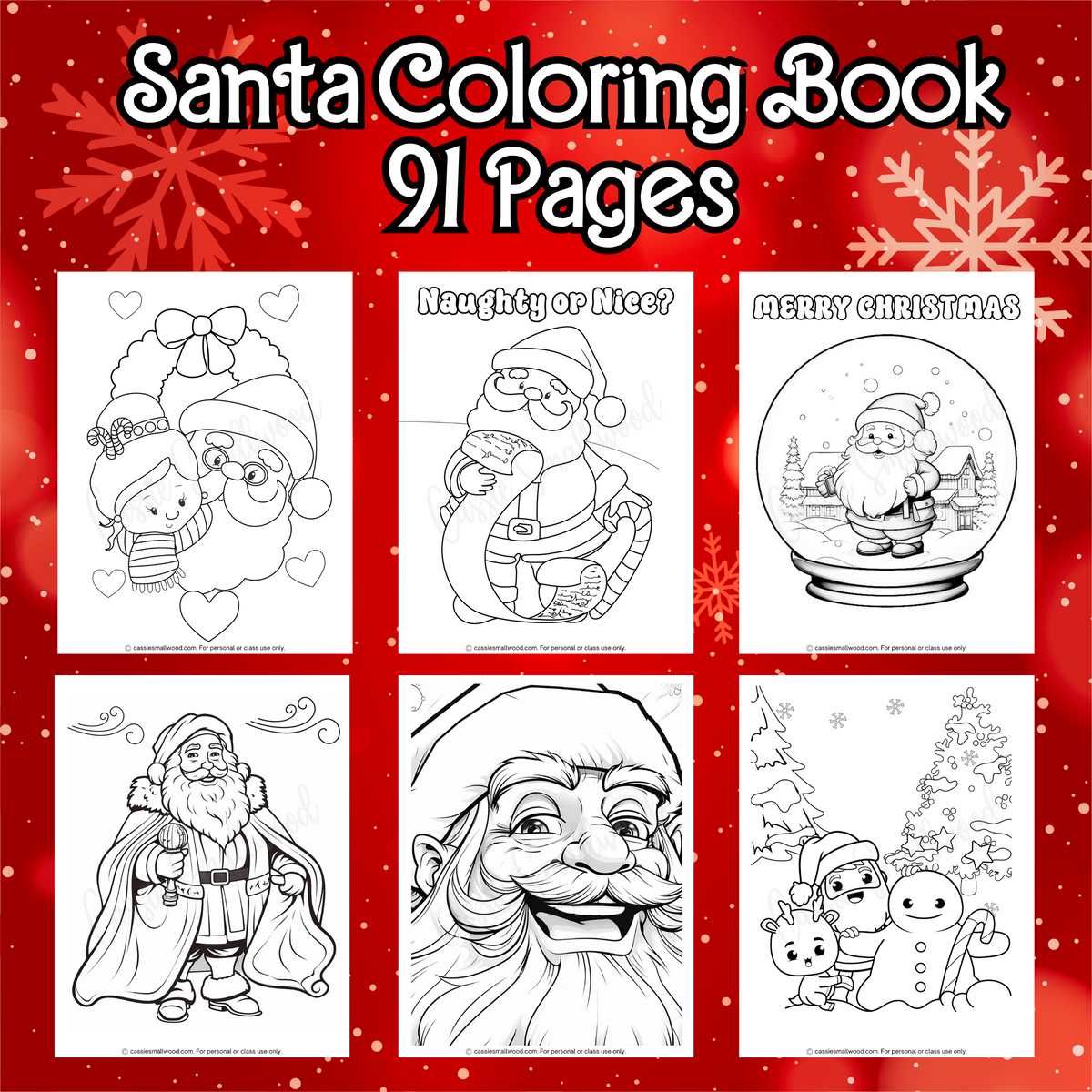 Printable santa coloring book santa coloring pages â cassie smallwood