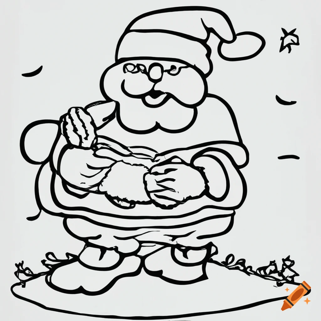 Black and white coloring pages of santa claus on