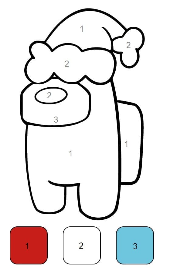 Santa hat among us color by number coloring page