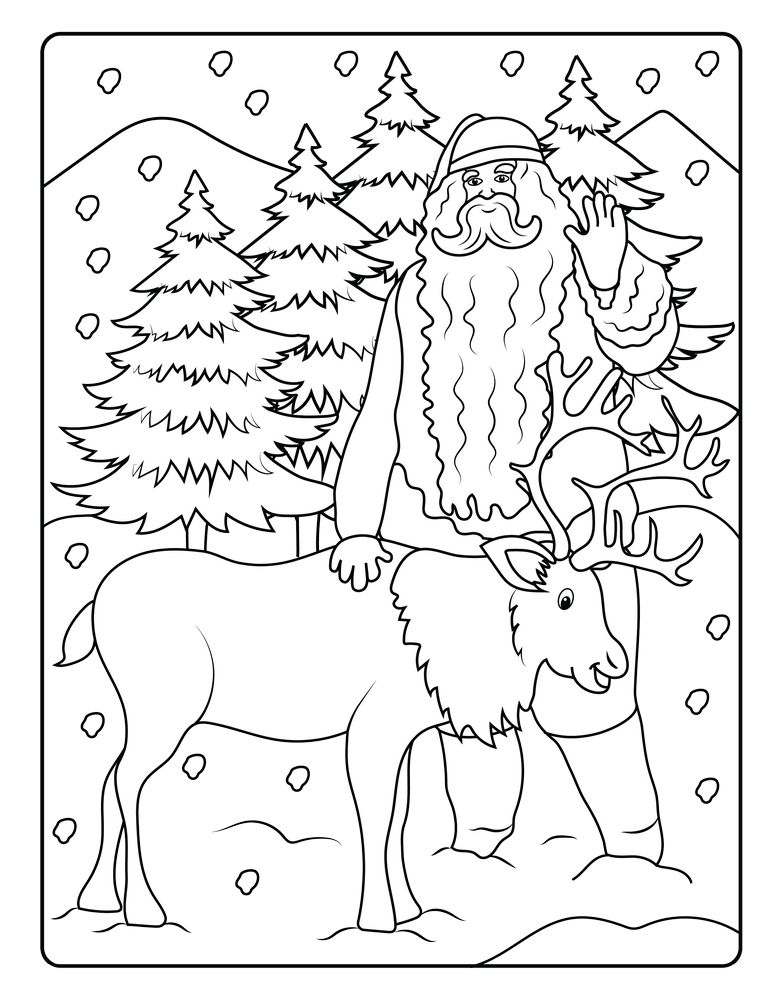 Santas reindeer coloring pages