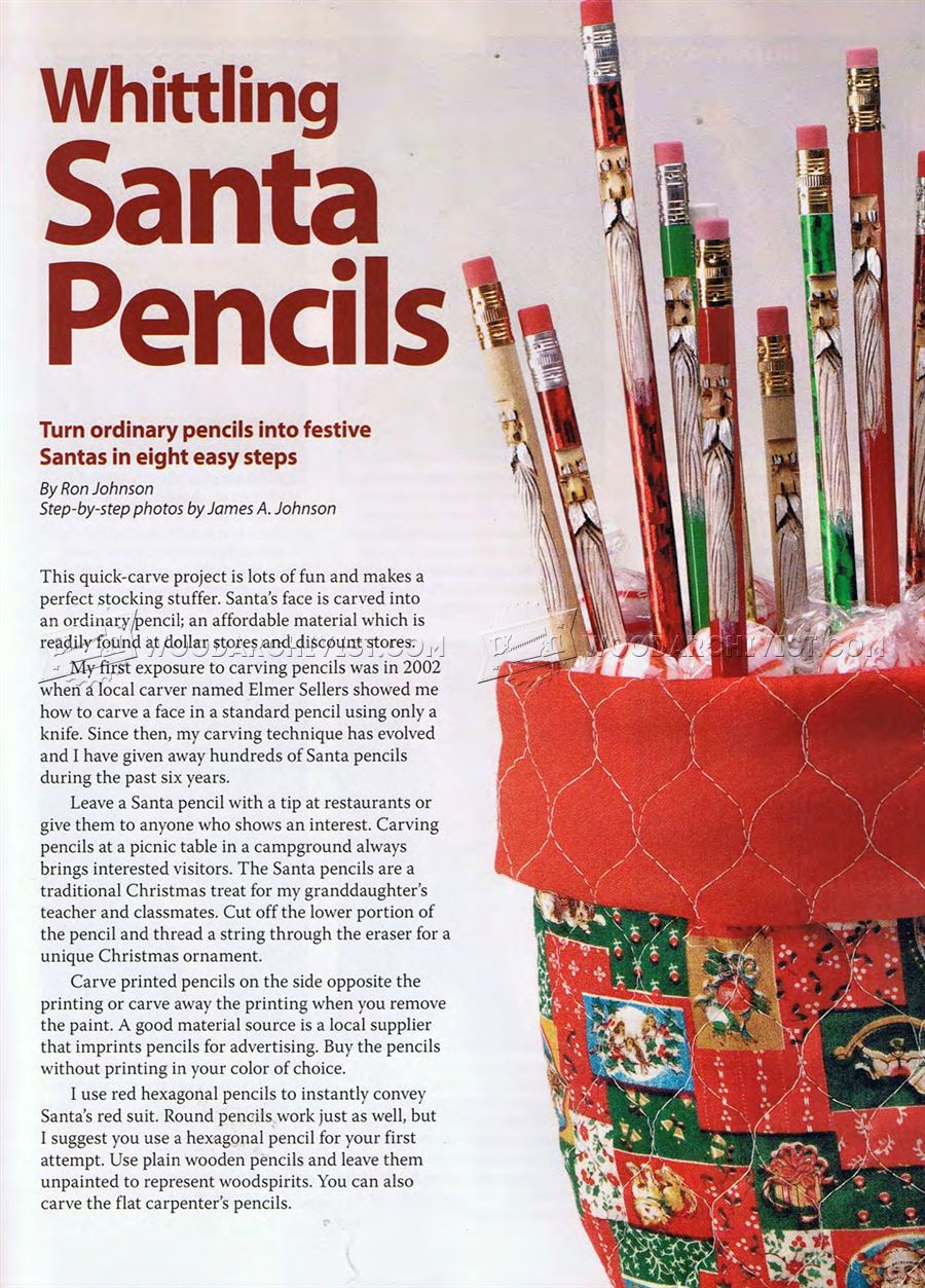 Whittling santa pencils