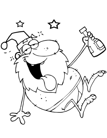 Drunk santa claus coloring page free printable coloring pages