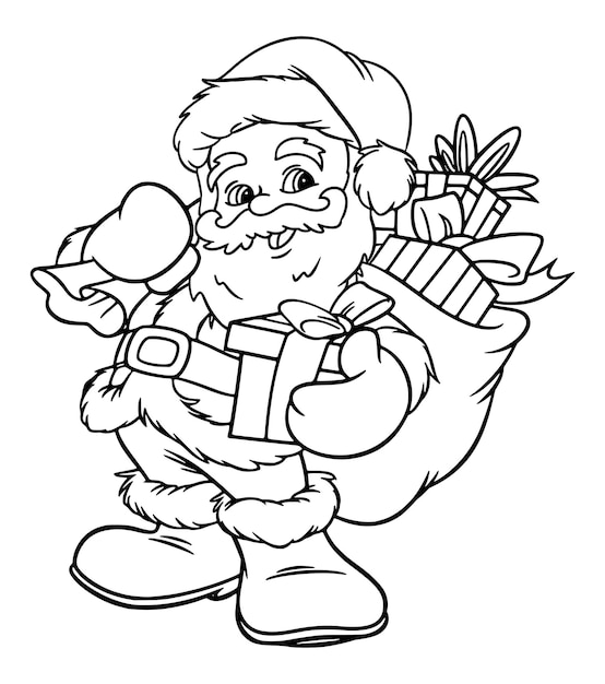 Premium vector christmas santa coloring page