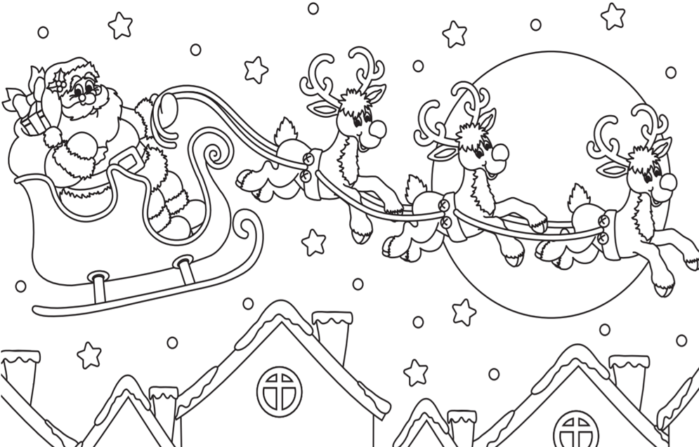 Coloring pages santa christmas eve colouring page