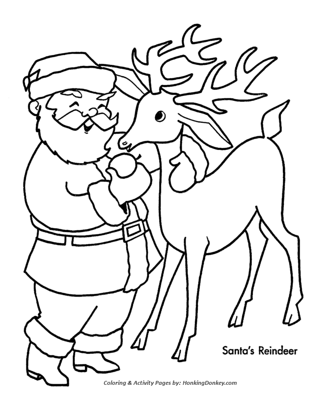 Santas reindeer coloring pages