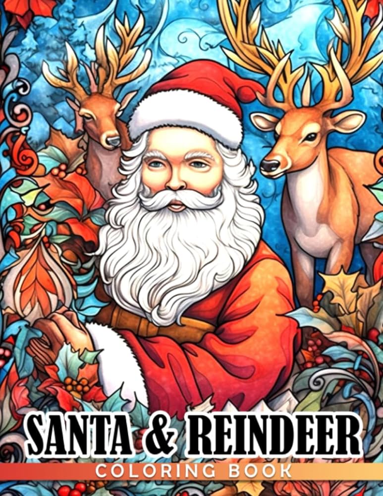 Santa and reindeer coloring book stunning coloring pages with wonderful illustrations for teens adults relieving stress relaxation perfect gifts on special occasions haines clarence books