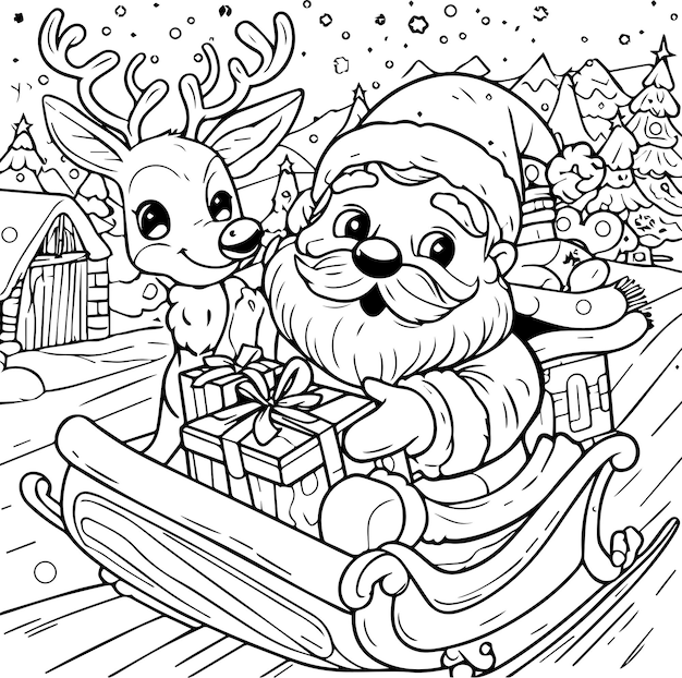 Page santas reindeer coloring images