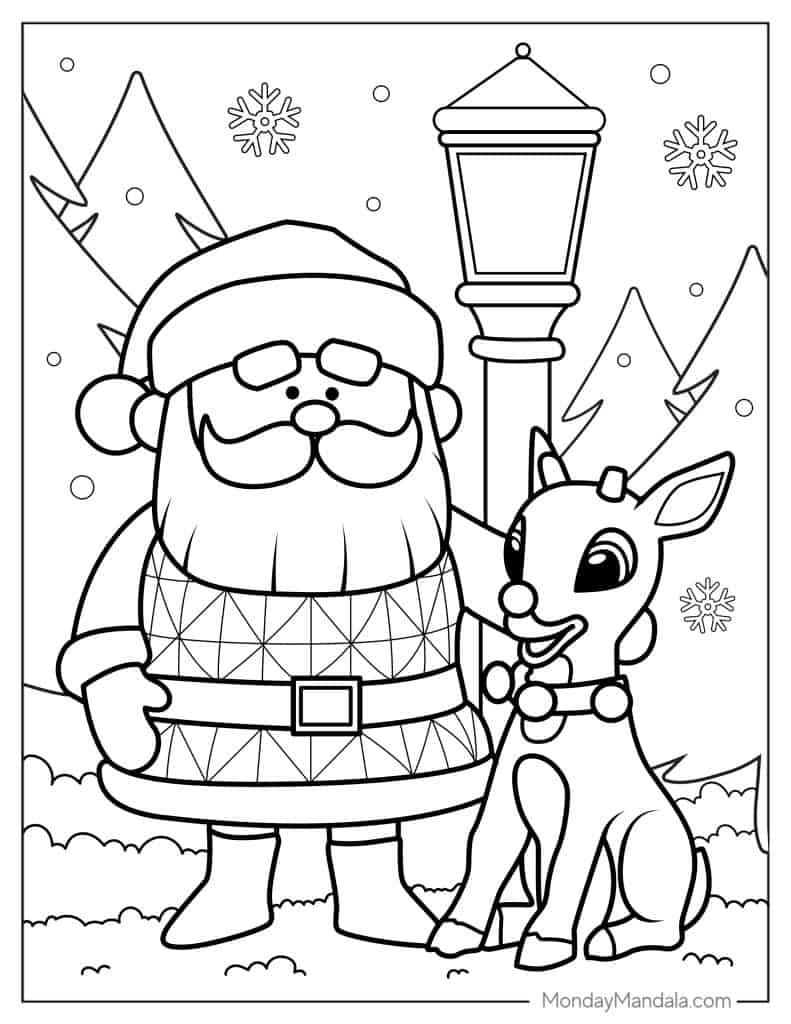 Rudolph coloring pages free pdf printables