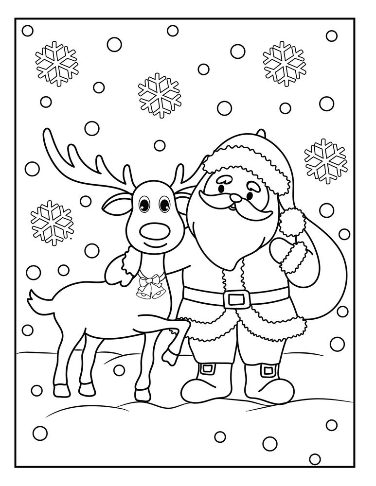 Santas reindeer coloring pages