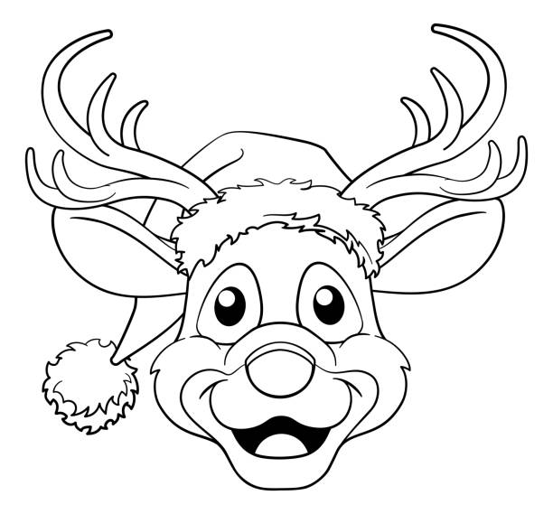 Reindeer coloring page stock illustrations royalty