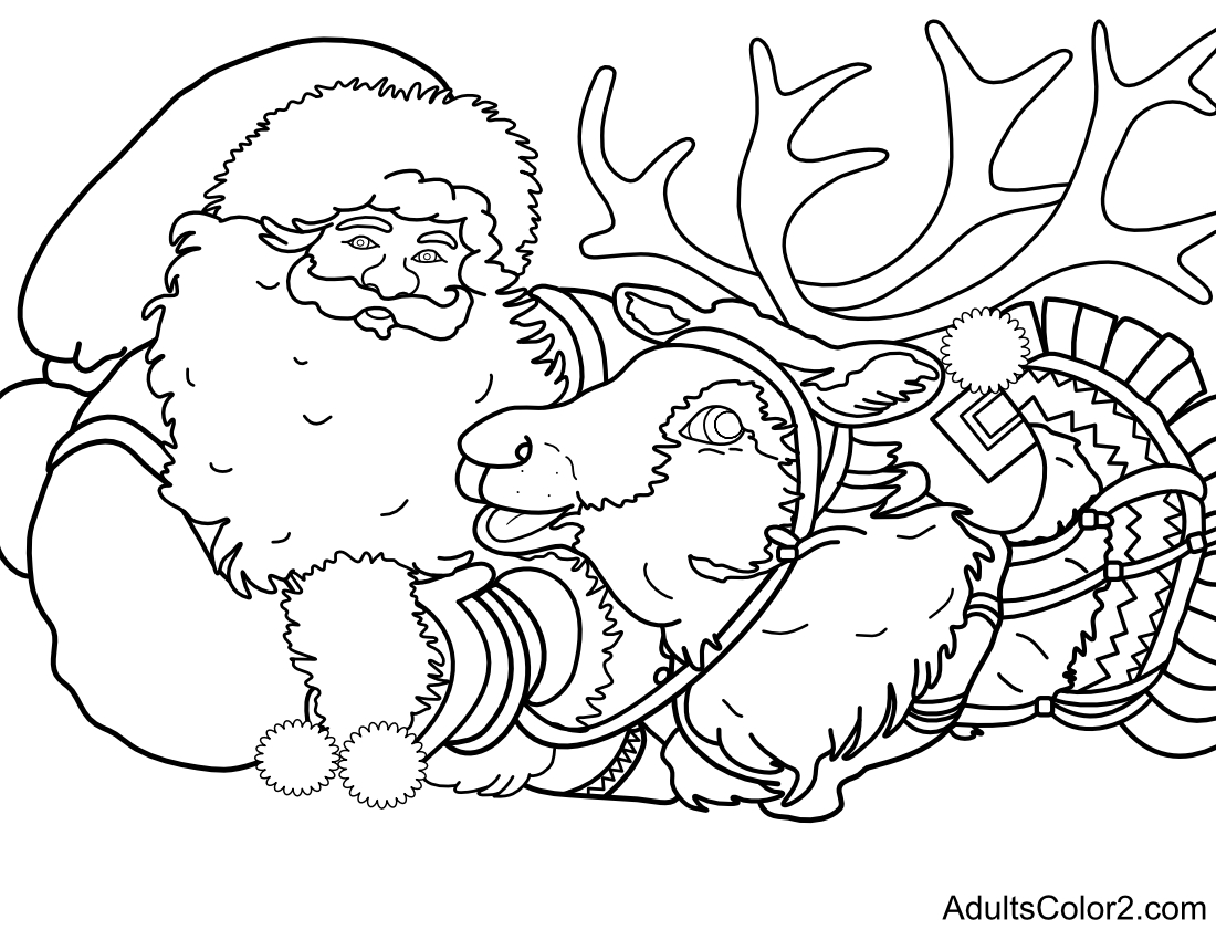 Santa coloring pagesadults color santa