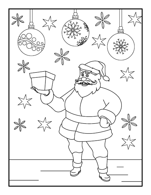 Premium vector santa claus coloring page for kids