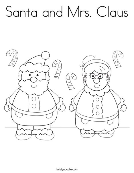 Santa and mrs claus coloring page