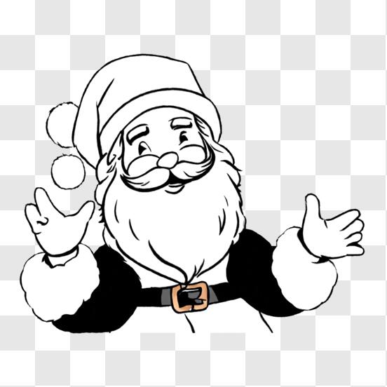 Download black and white santa claus drawing with reindeer png online