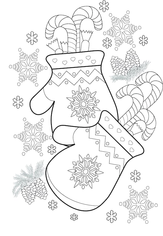 Christmas gloves coloring page by makart