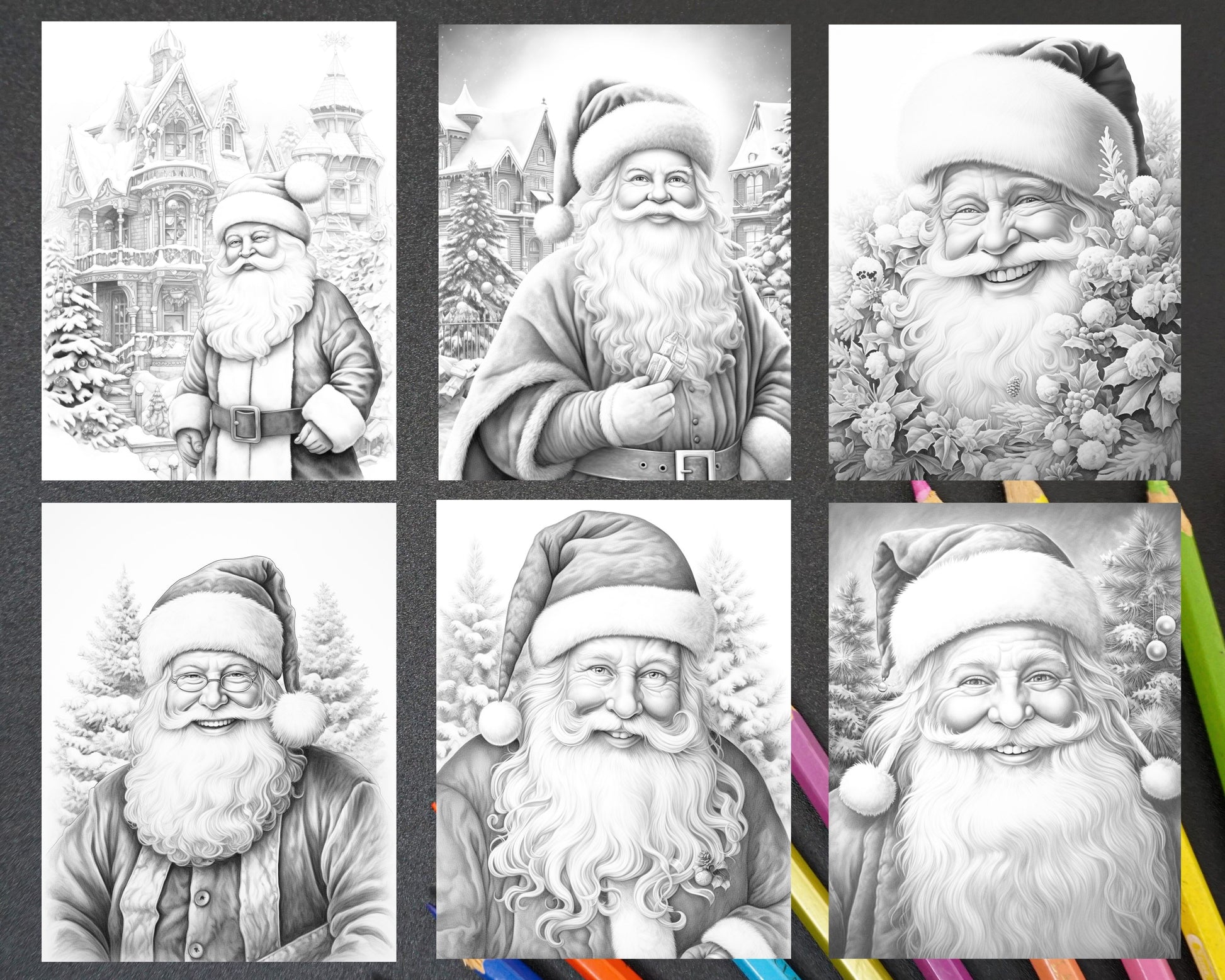 Christmas santa claus grayscale coloring pages for adults printabl â coloring