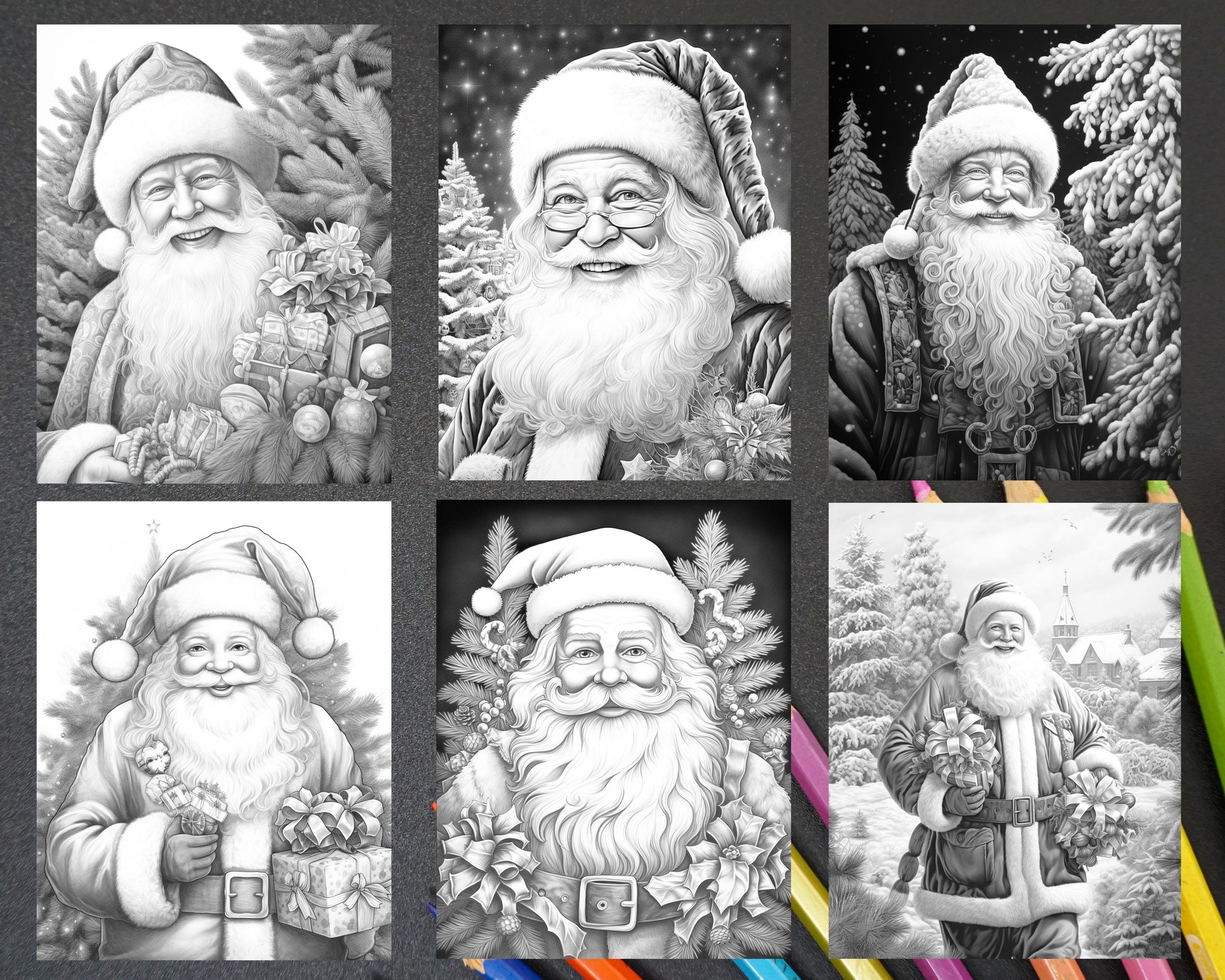 Christmas santa claus grayscale coloring pages for adults printabl â coloring