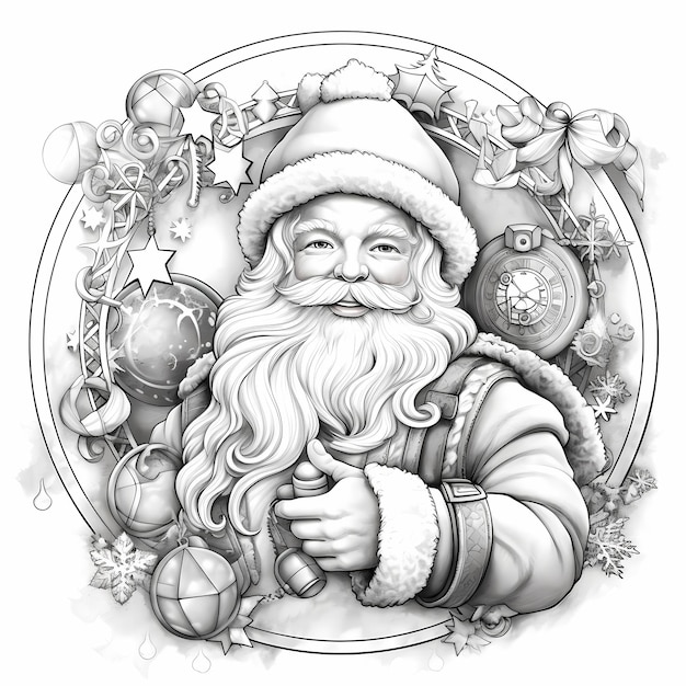 Premium ai image santa claus adventures coloring page for imaginative coloring