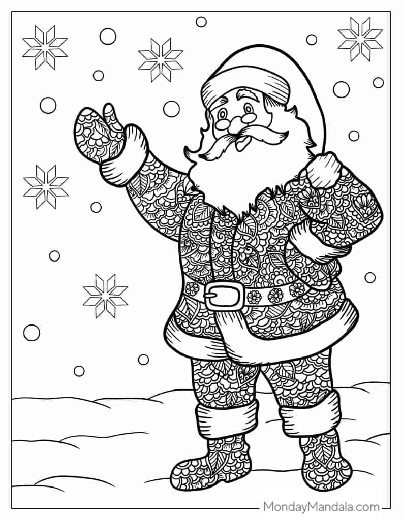 Santa coloring pages free pdf printables