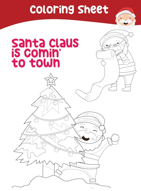 Premium vector christmas coloring page cute and funny cartoon characters coloring game for preschool children