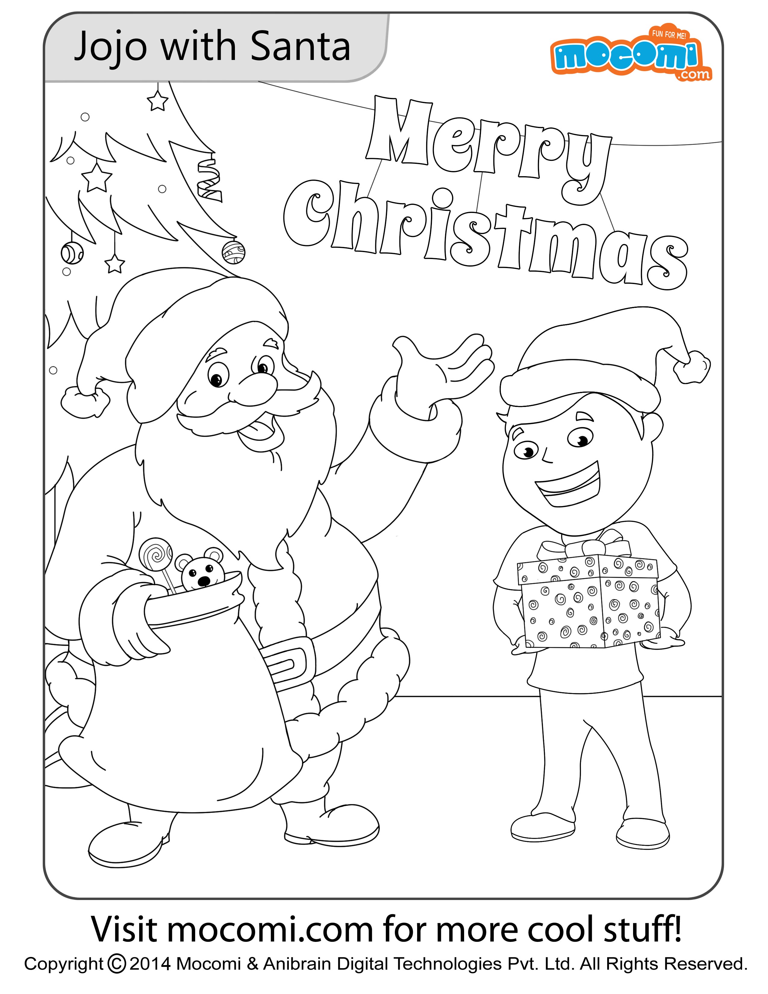 Jojo with santa colouring page