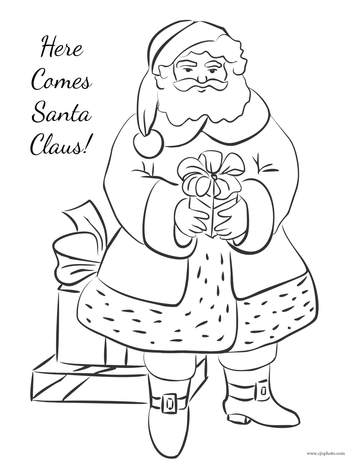 Cjo photo christmas coloring page here es santa claus