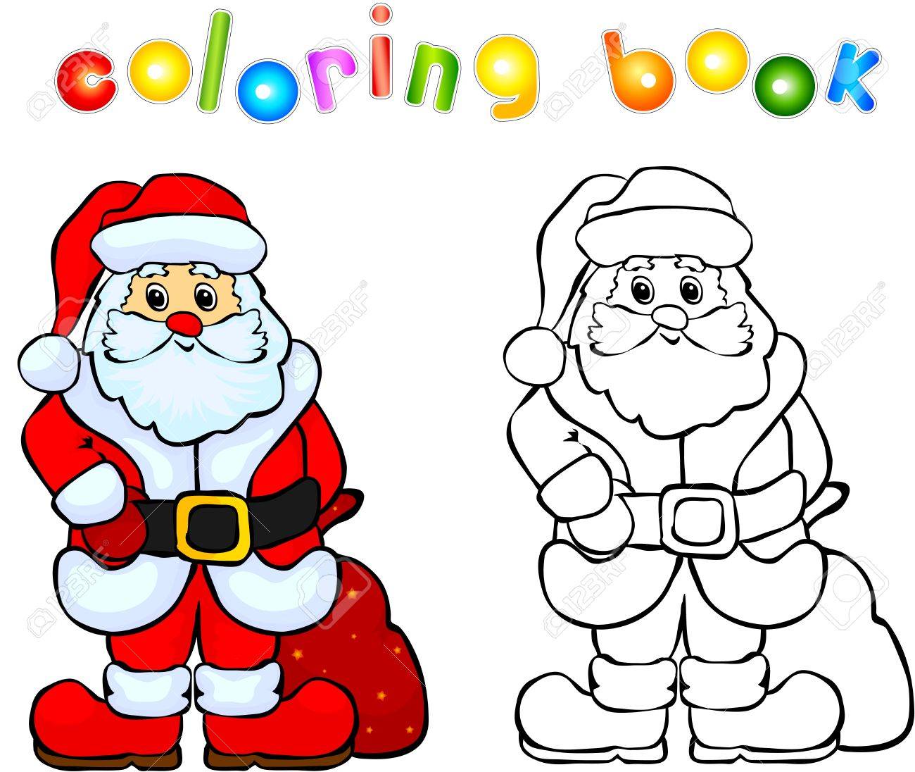 Funny smiling santa claus coloring book vector illustration for children royalty free svg cliparts vectors and stock illustration image