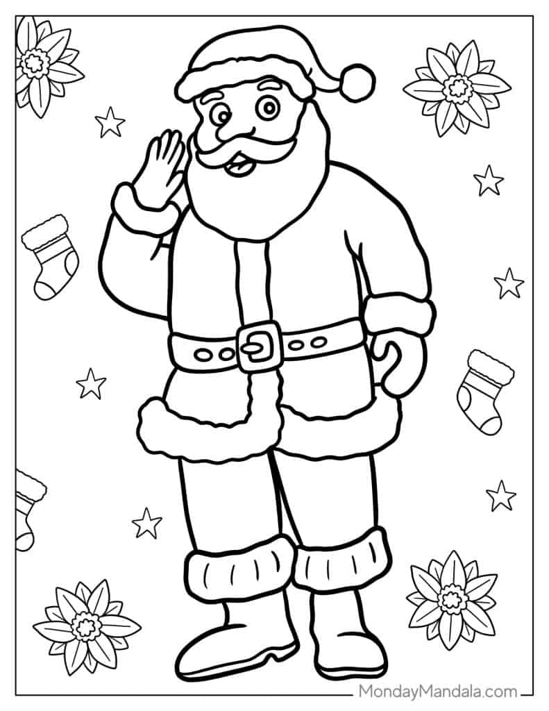 Santa coloring pages free pdf printables