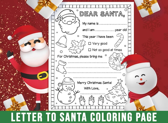 Letter to santa coloring page printable letter to santa for kids printable dear santa letter christmas wish list christmas kids activity instant download
