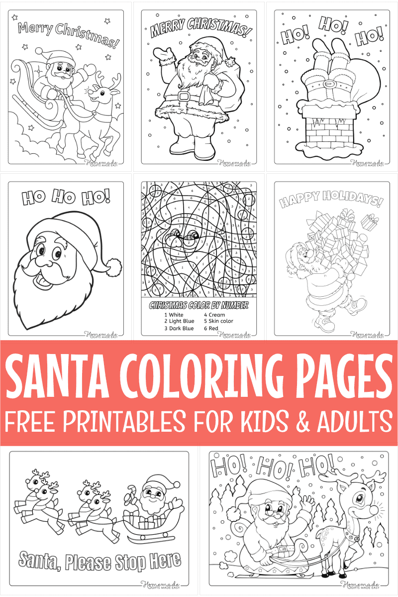 Best santa coloring pages for kids adults free printable pdfs