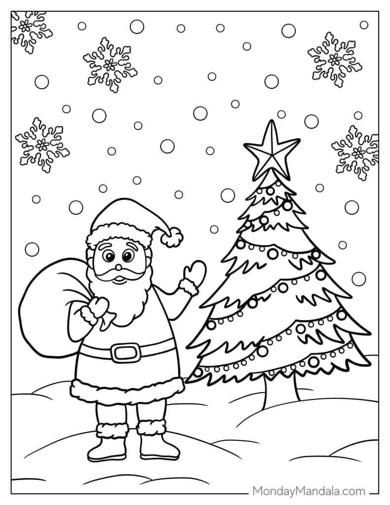 Santa coloring pages free pdf printables