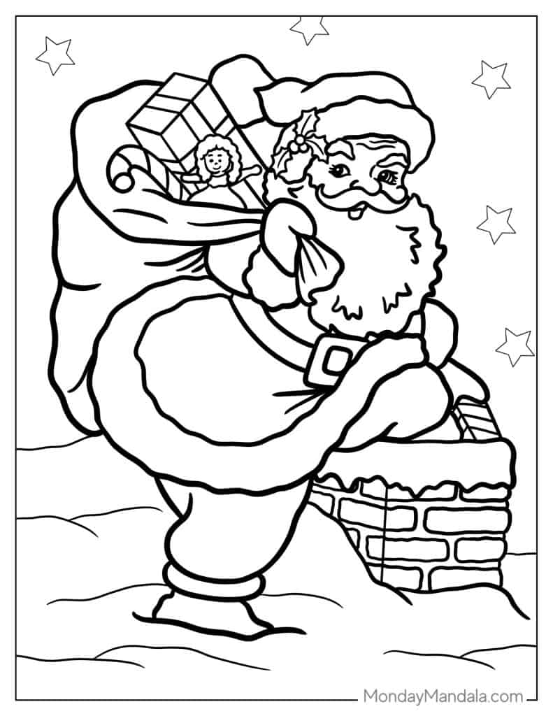 Santa coloring pages free pdf printables