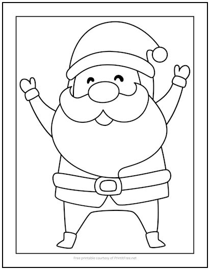 Happy santa claus christmas coloring page print it free